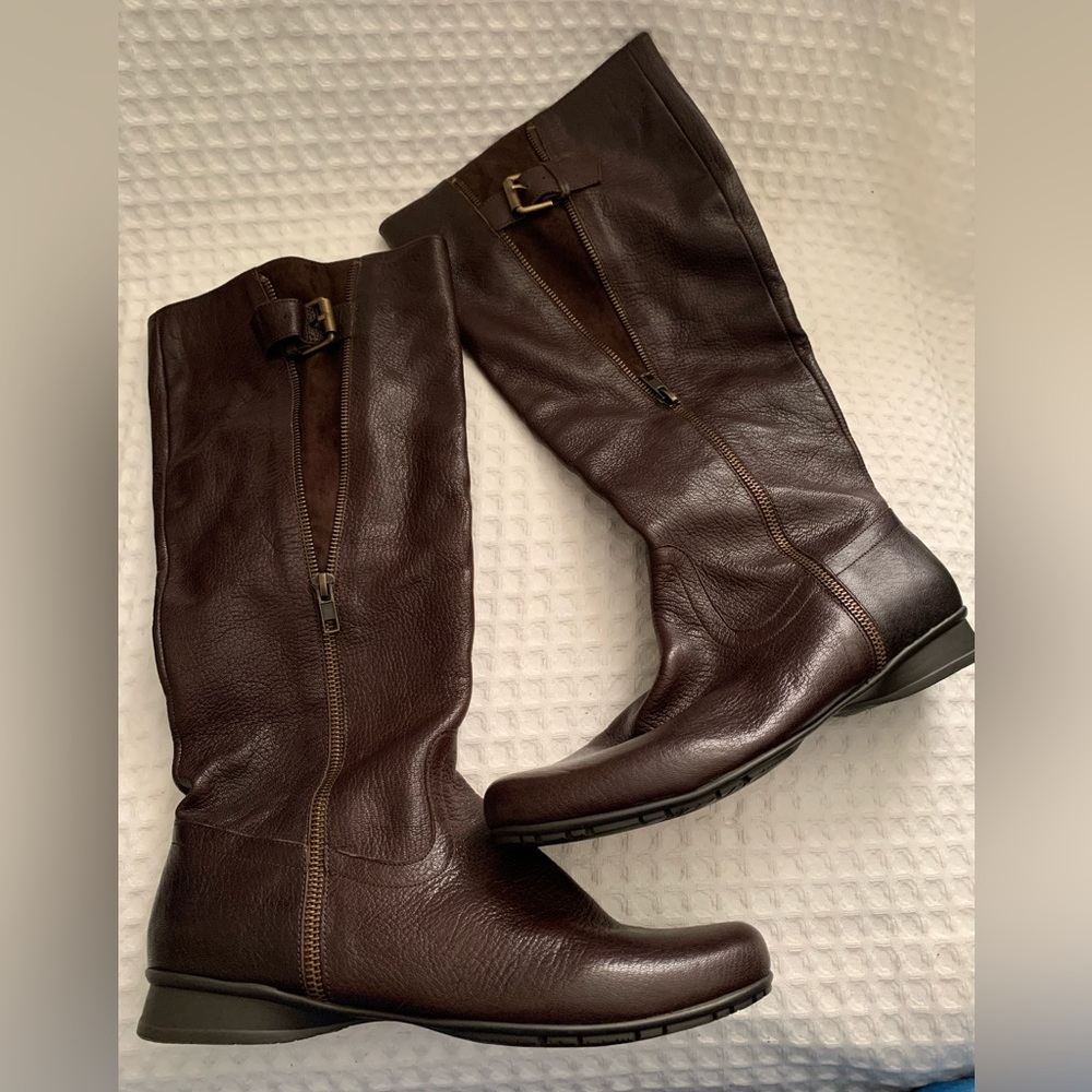 NINE WEST Tellmeallo Brown Leather Riding Boots 8.5